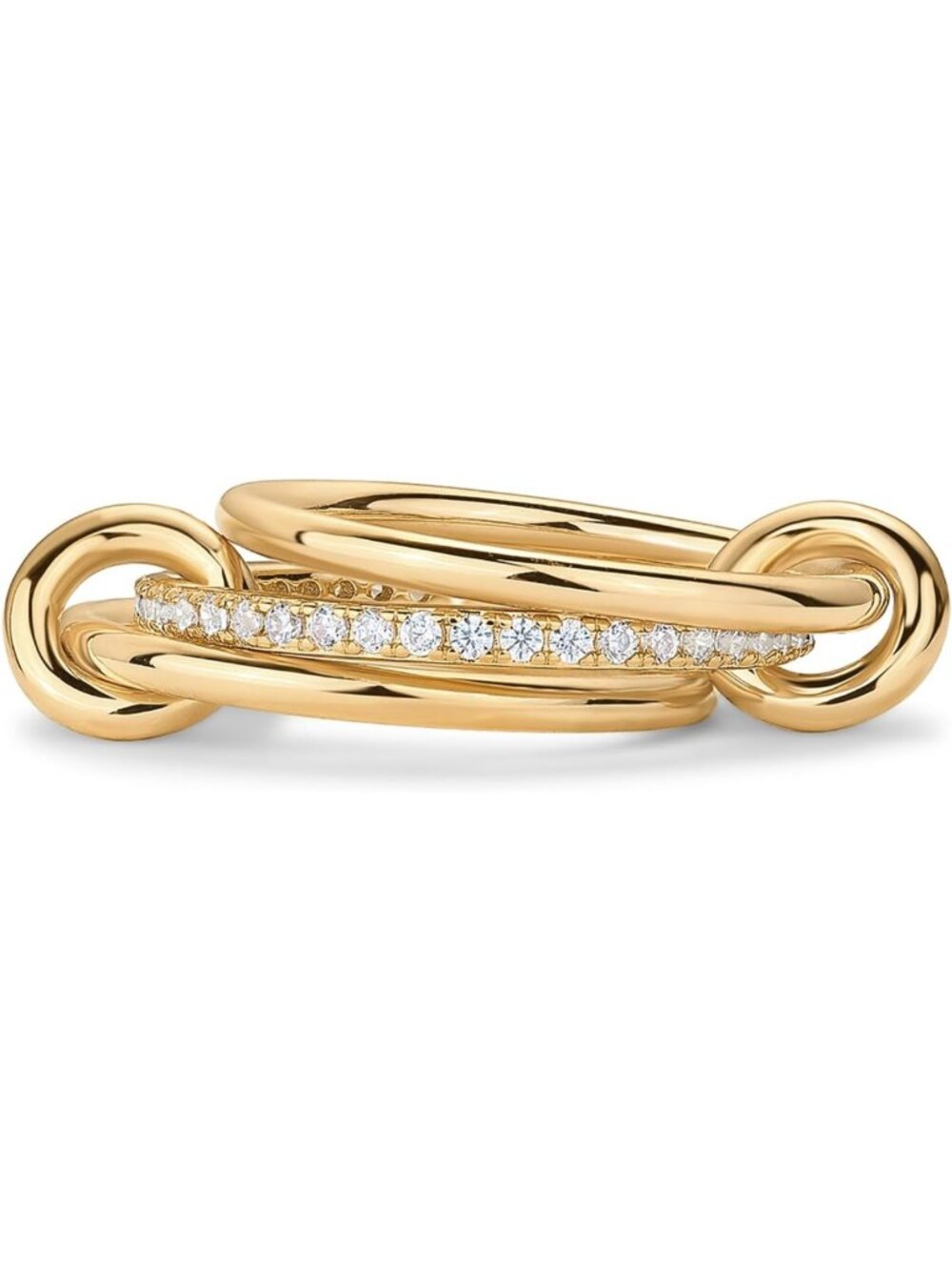 14K Gold Plated Interlocked Stackable Rings for Women - Multi-Tone CZ Jewelry